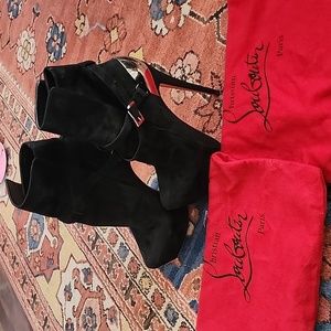 Extra high-heeled Christian Louboutin Booties with straps and metal heel plate